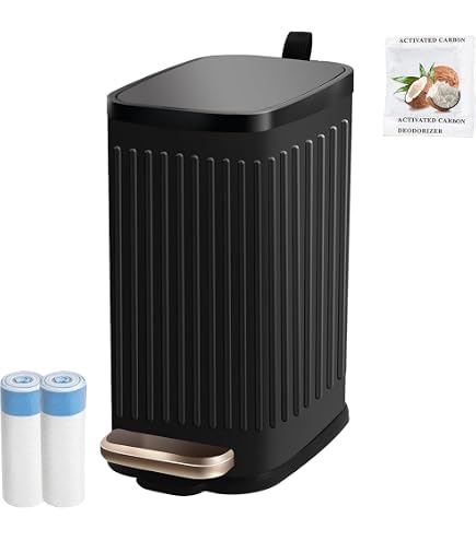 Tegneo Small Trash Can With Lid - Dog Poop Waste Container, Outdoor Plant-Style Metal Garbage Can With Pedal, 5L - View #8