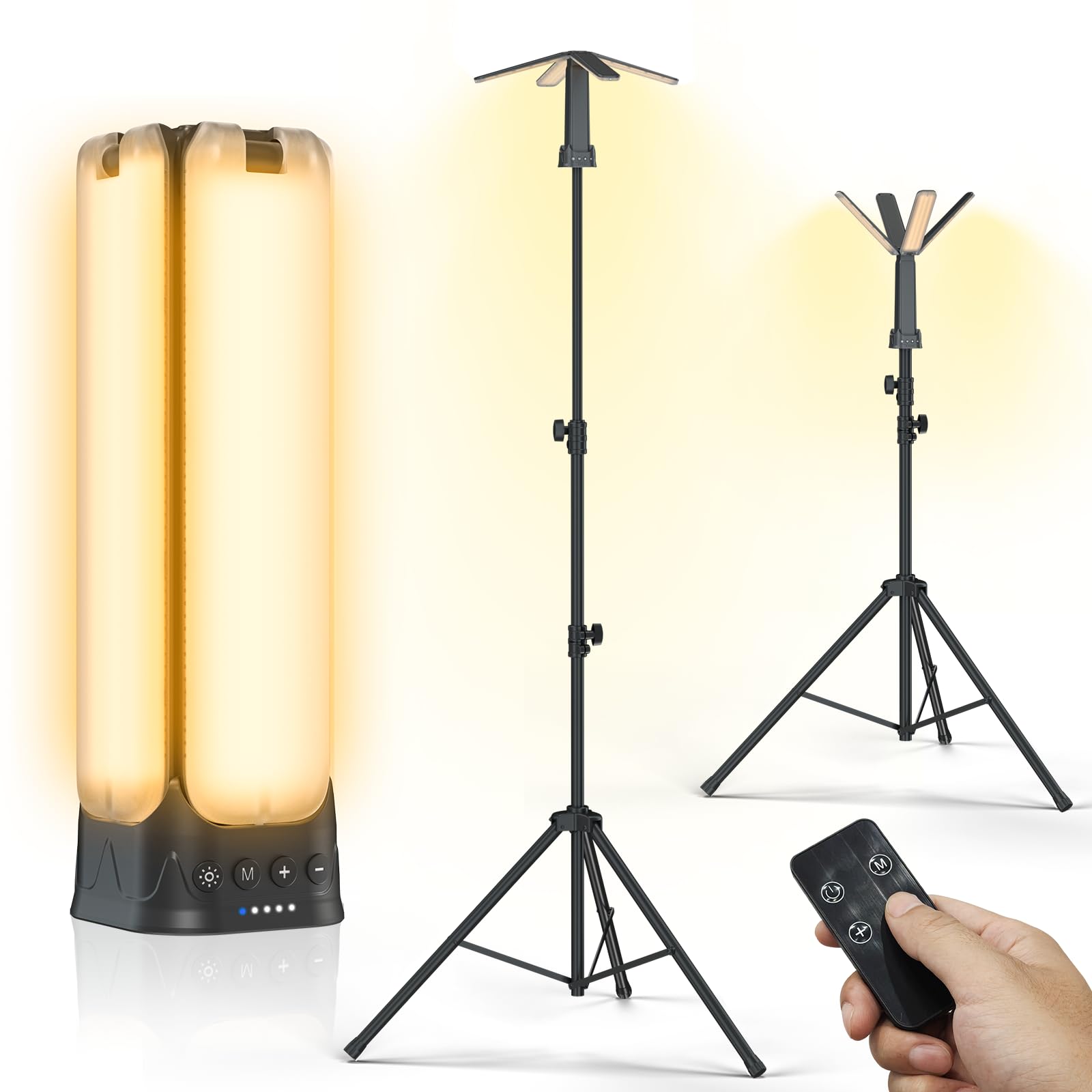 Clemas Camping Lights with Remote & Stand 8.2 Ft,14000 mAh Rechargeable Camping Lantern Tent Light, 6000 Lumen Magnetic Work Light,Portable Outdoor Light for Hiking,Camping,Emergency,Power Outages Image