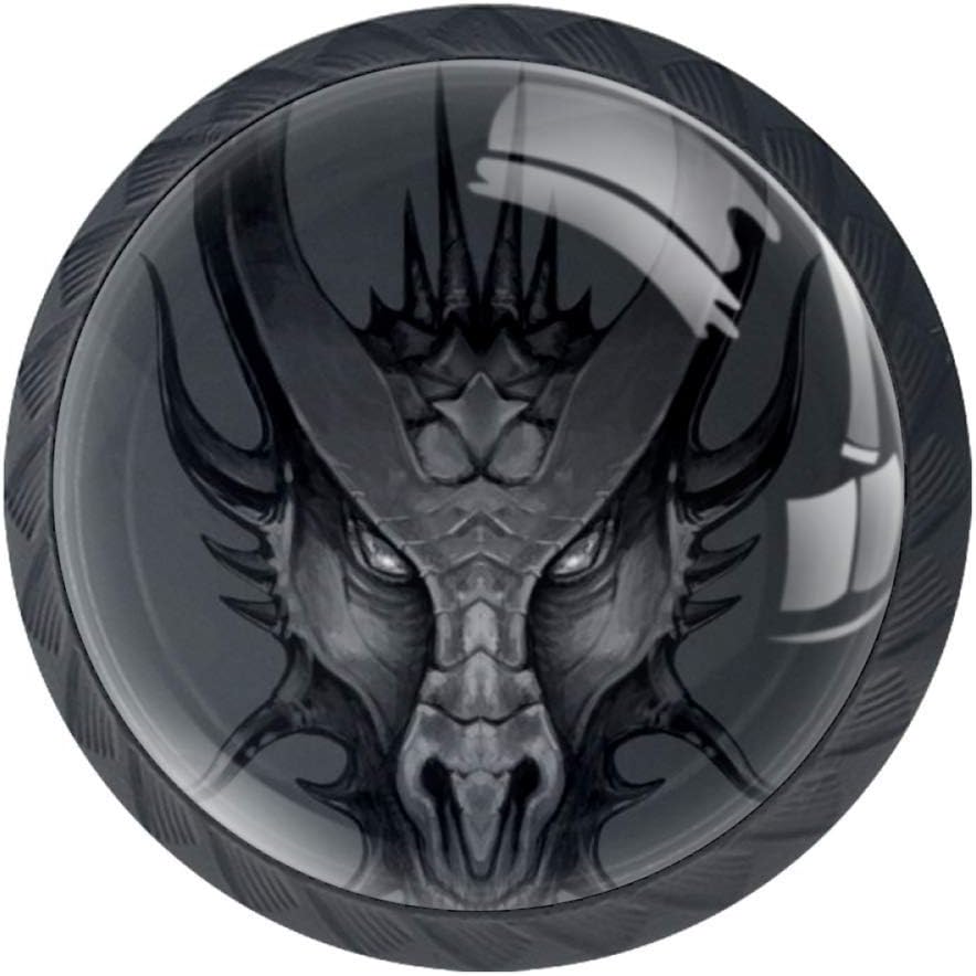 Black Dragon Cabinet Knobs 4 Pieces Drawer Handle Scratch Proof