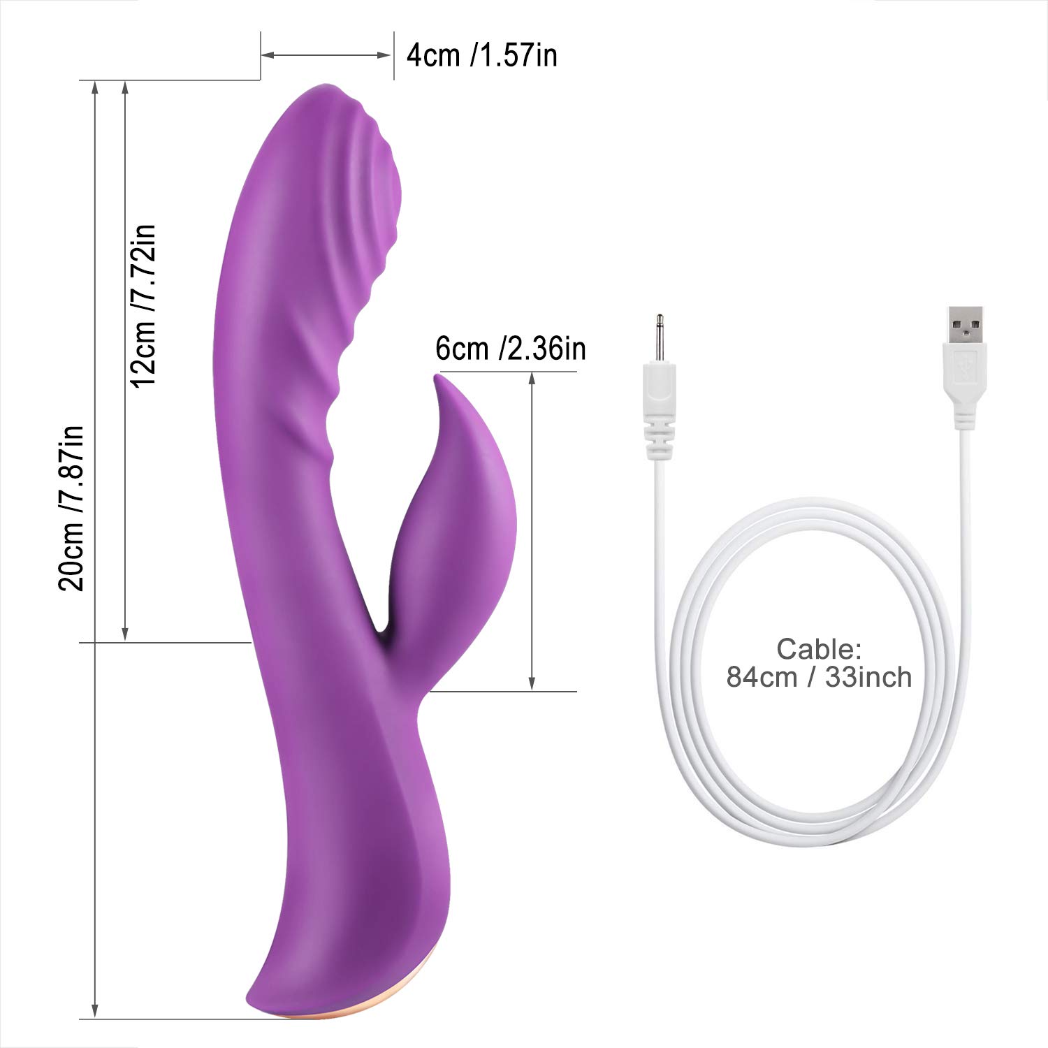 AL\'OFA Vibrador Rabbit G-punto Clitoris Vibrante Estimulador 10 Modos USB Recargable Impermeable Juguetes Sexuales, Morado