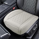 UHANBUT Luxury Faux Leather Car Seat Cover, Car Seats Cushion, Grey | Anti-Slip Waterproof Universal Front Bottom Seat Protector with Storage Pocket for Sedans, SUVs, Trucks, Triangular Pattern
