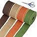Supla 6 Rolls Assorted Fall Plaid Wired Ribbons and Jute Mesh Burlap Wired Ribbons Decorative Wired Ribbons 2.5