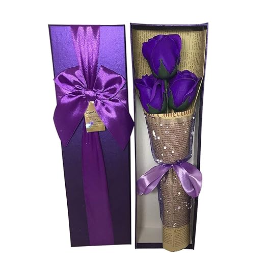 Artificial & Dried Flowers - 3 Pcs Rose Flower Soap Bouquet Gift Box 39 S Day Romantic Creative Year Wedding Love Decoration 