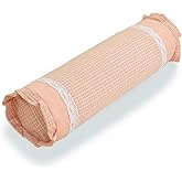 EDMILE Buckwheat Neck Roll Pillow, Adjustable Bolster Cylinder Pillows with Plaid & Lace Trim Pillow Cover, Firm Cervical Support Round Pillows Neck Pain Relief for Sleeping(16" x 4") (Pink)