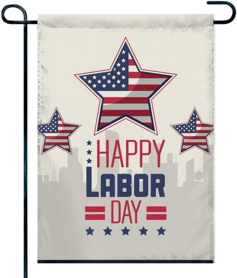 Amuseds Happy Labor Day Garden Flag Holiday Decoration Double Sided Flag 12