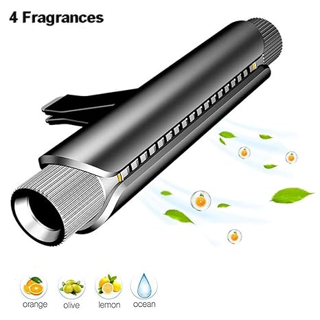 COCOCITY Auto Lufterfrischer Aluminium Autoduft KFZ Duftspender 4 Verschiedenen Duftstäbchen Mini Reiniger Sticks Diffuser Lu