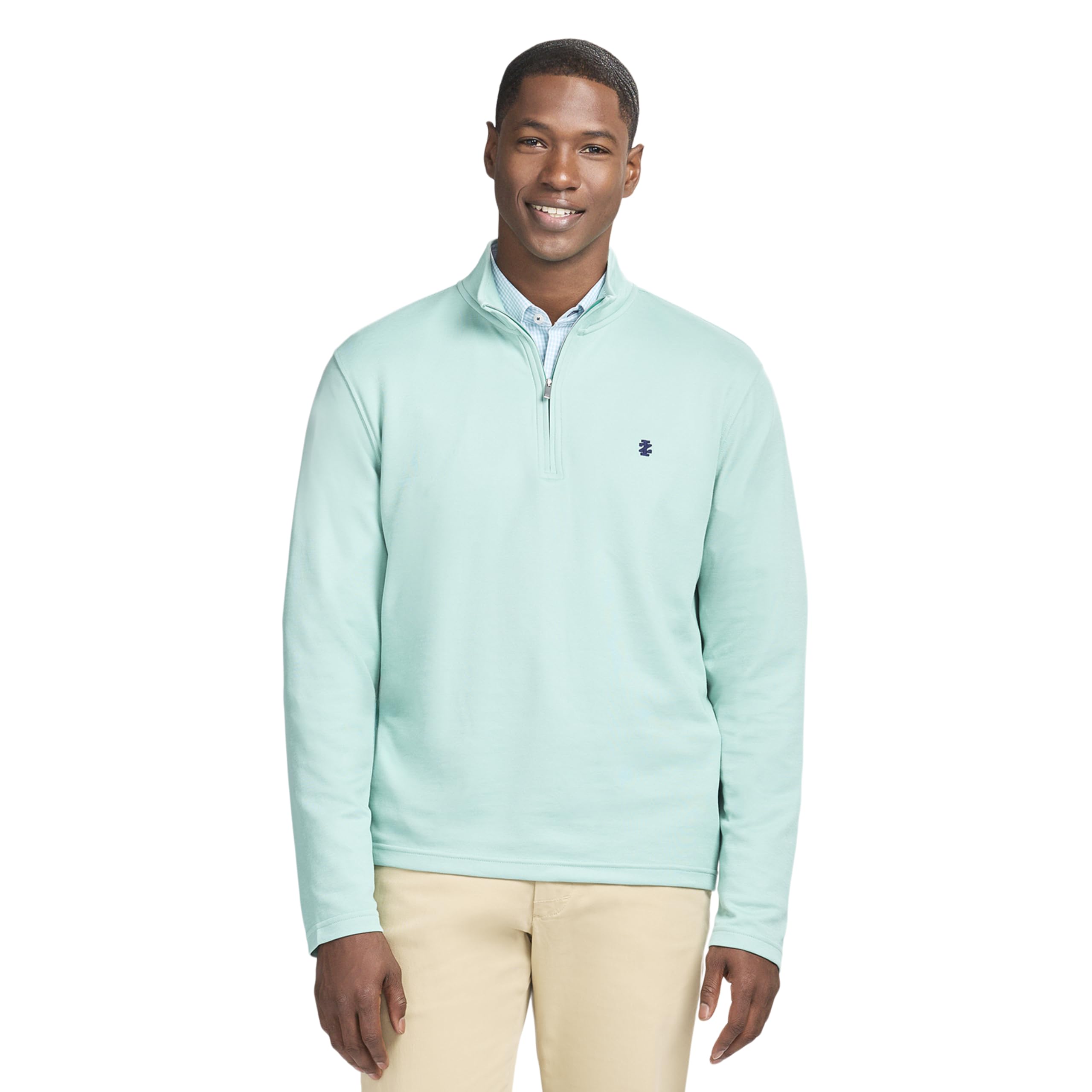 Izod Men’s Performance Comfort Quarter Zip Long Sleeve Shirt, Wasabi, Large