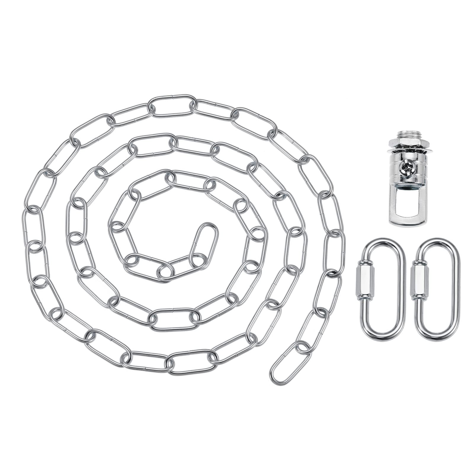YOKIVE 1 Set Pendant Light Fixture Chain, 4mm Thick Chandelier Hanging Link with Connector Hooks Ring, Great for Ceiling Lights, Lamps (Silver, 80-Inch)