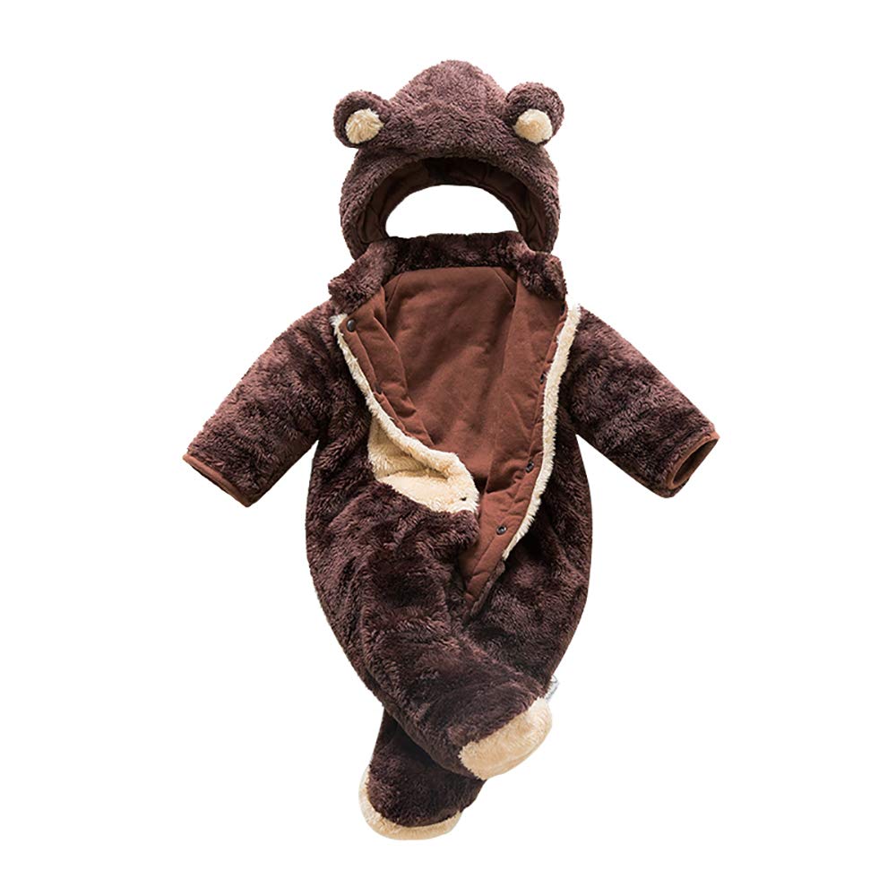 mikistory Newborn Sets Unisex Baby Outfits Jumpsuit Infant Winter Romper Baby Bodysuit Onesie Brown 16-24Months