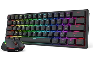 Redragon S144 Gaming Keyboard & Mouse Combo, 60% K617 Tri-Mode Wireless RGB Mechanical Keyboard and 7200 DPI Wireless Gaming 