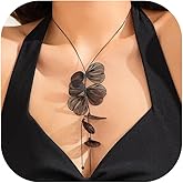72ore Statement Necklace for Women Flower Black Long Layered Necklaces for Women Trendy 2025 Summer Beach Jewelry Party Dresses Accessories