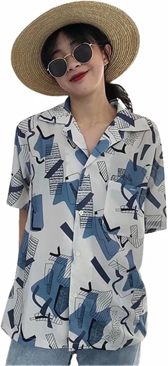 Amazon 夏 レディース シャツ ブラウス アロハシャツ ハワイシャツ 日焼け止め服 五分袖 半袖 花柄 プリント 薄手 ゆったり ビーチ 浜辺 リゾート シャツ ブラウス 通販