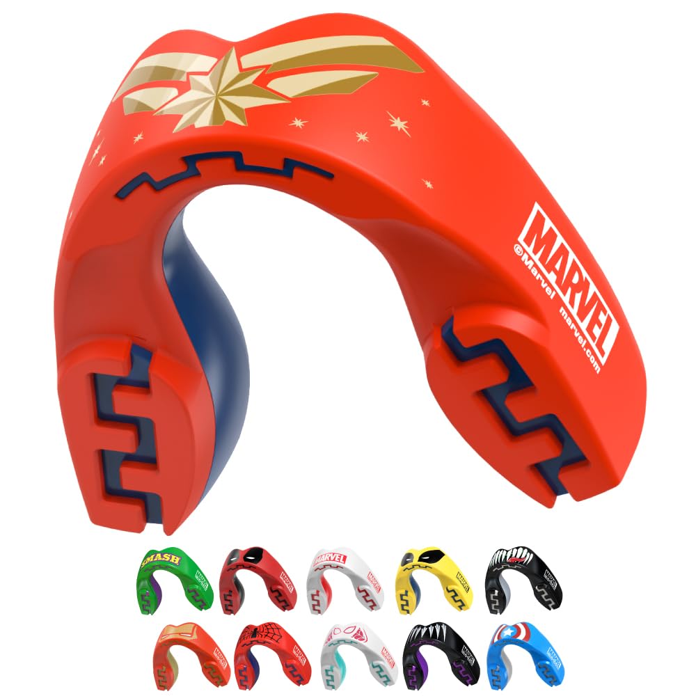 Marvel Captain Marvel Metallic Sports Mouthguard Dual Layer Premium Protection Adults Gum Shield with Case for Boxing, MMA, Rugby, Martial Arts, Judo and All Contact Sports — image 1