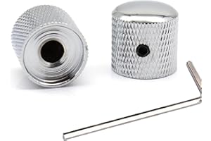 XIYANGJUAN 2Pcs Metal Electric Bass Guitar Knobs Chrome Volume Tone Speed Control Silver Knob for Fender Telecaster Ibanez Bass Guitar Accessories (Silver)