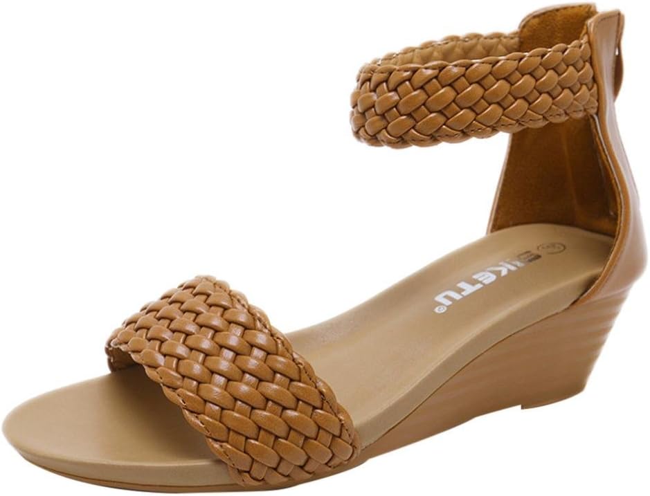 Lolittas Sandals Summer Beach Wedge Sandals for Women Ladies,Embellished Low Heel Platform Open Toe Slingback Strappy Outdoor Shoes Size 2-9