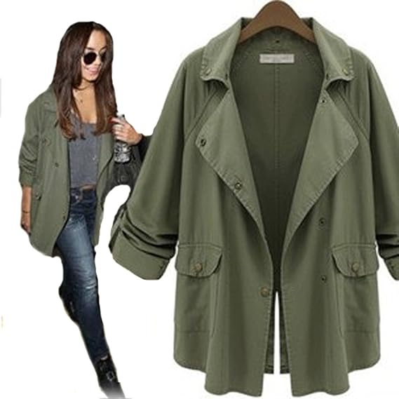 Amazon ワールドモードスタイル Wms ミリタリー ショート丈 トレンチコート ジャケット レディース ゆったり アウター スプリング 春 コート 上着 オールシーズン Fx Xl コート ジャケット 通販