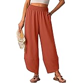 Lepunuo Womens Baggy Wide Leg Pants Summer High Waisted Palazzo Pants Beach Vacation 2026 Casual Trousers with Pockets