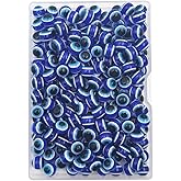 INSPIRELLE 200 Pieces 8mm Blue Round Resin Turkish Evil Eye Beads for for Jewelry Bracelet Craft Making