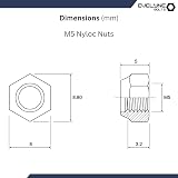 evelyne M5 Nyloc Steel Nuts 5mm Self Locking Nylon Inserts (20 Pack) view 3