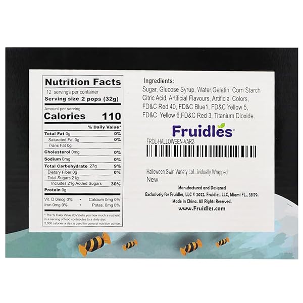 FRUIDLES HALLOWEEN SWIRL VARIETY LOLLIPOP, MIXED FRUIT FLAVOR, INDIVIDUALLY WRAPPED (24-PACK)