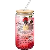 Fenmshairy Bestie I Love You Glass Cup with Lid & Straws 16 Oz - Drinking Glass Tumbler for Iced Coffee, Smoothie, Cocktail - Anniversary, Birthday, Christmas Gift for Women, Confidante, Friends, BFF