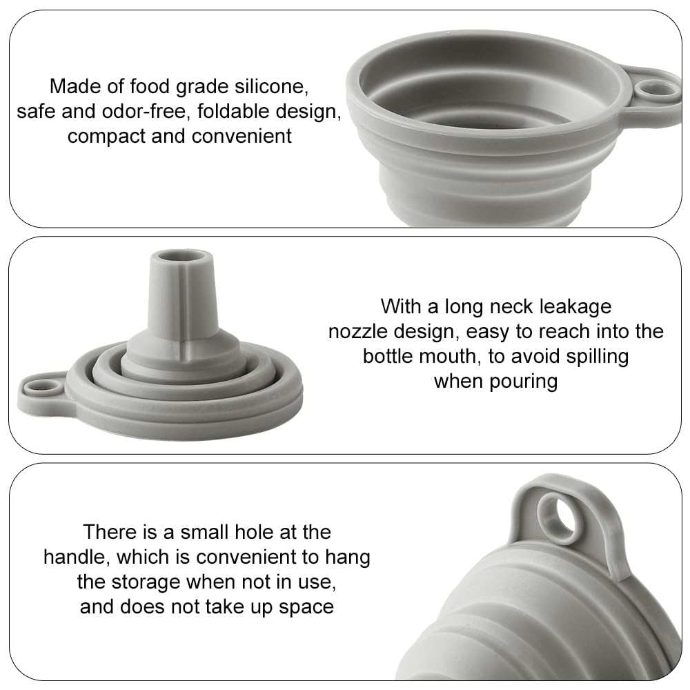 Fyfjur Salz und Pfefferstreuer Set, Salzstreuer mit Halter und Silikontrichter, Edelstahl und Glas Salz Pfefferstreuer für Gewürze 4
