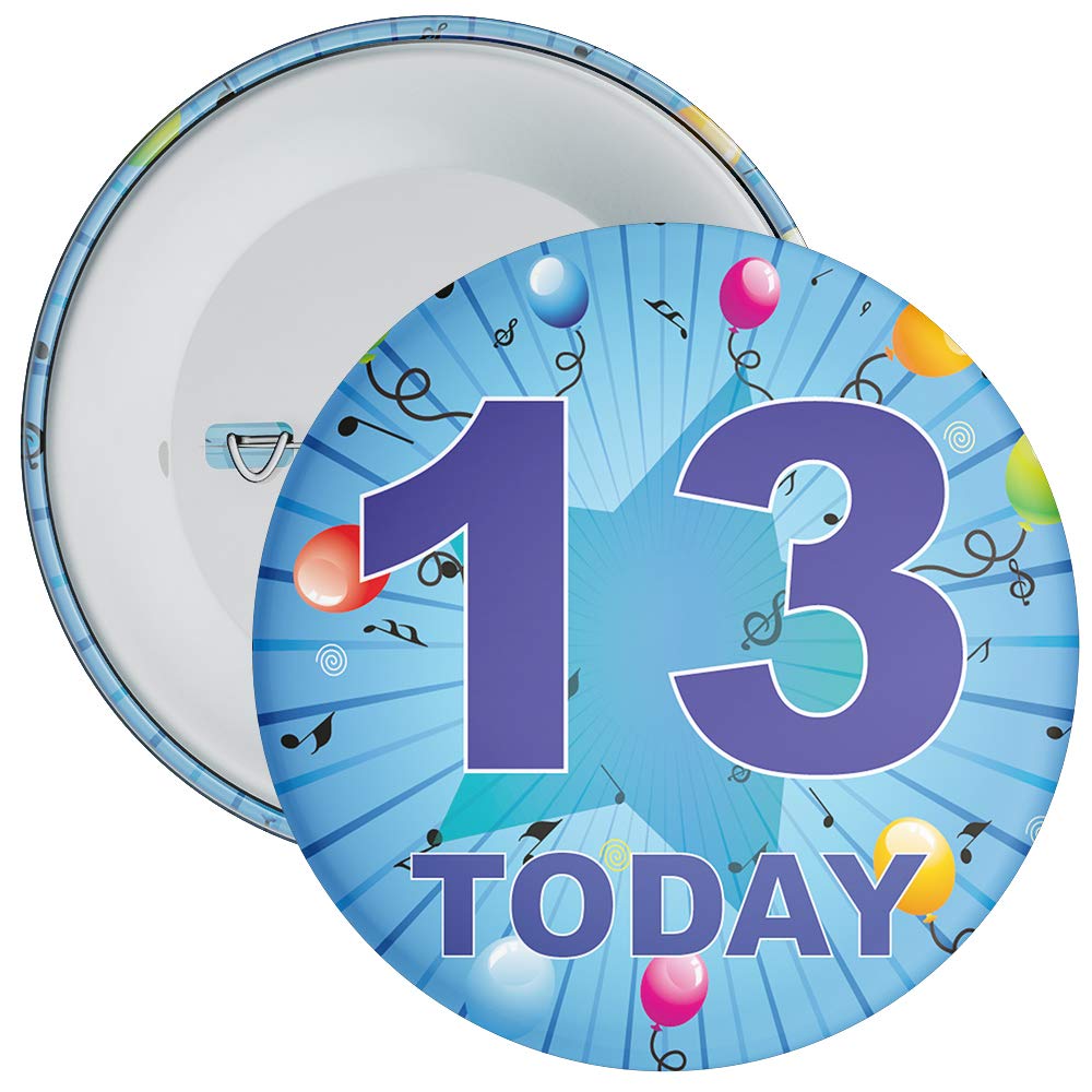 Blue 13th Birthday Badge in a choice of sizes (59mm)