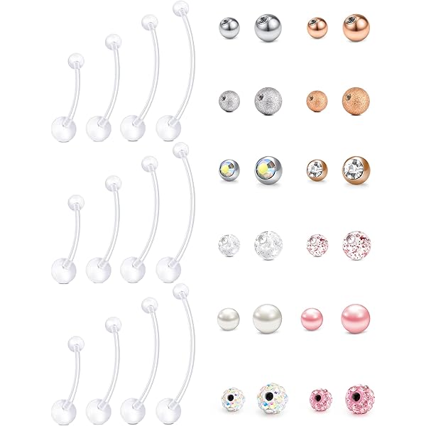FECTAS 12pcs Belly Bars Pack 6/10/12/14mm Belly Button Bars Set