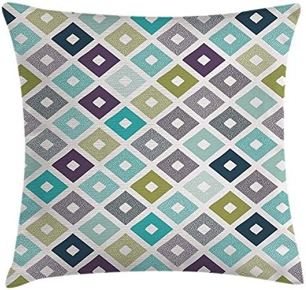 Yinorz Modern Decor Throw Pillow Cushion Cover, Seamless Geometric Rhombus Pointed Triangle like Doodle Style Pattern Image, Decorative Square Accent Pillow Case, 18 X18 Inches, Multi Color