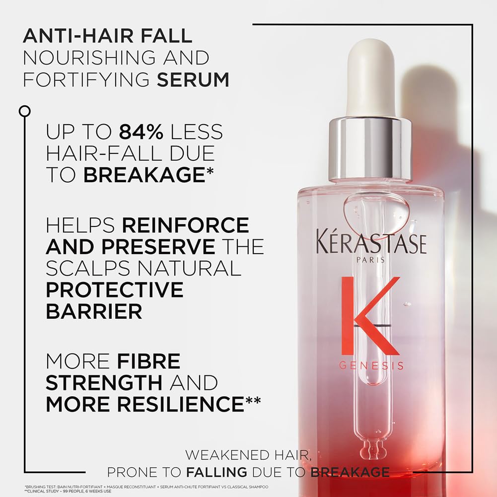 Kérastase Genesis Hair Serum, Nourishing & Fortifying Leave-In Conditioner, For Weakened Hair, With Ginger Root & Edelweiss Flower, Sérum Anti-Chute Fortifiant, 90 ml