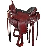 HILASON Western Saddle Antique Mahogany Flex Tree Trail Pleasure | Hand tooled genuine American cowhide, flex tree, black leather seat, 26 inch skirt, 4.5 inch cantle