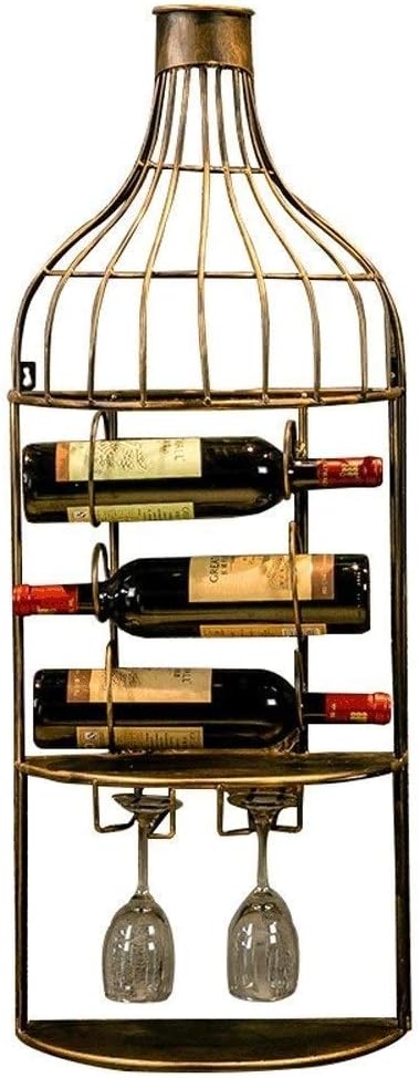 KAISIMYS 3 Botellas Retro Industrial Metal Big Wine Rack Montado en la