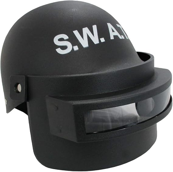 S.W.A.T. Team Costume Helmet with Folding Face Mask, Black, Small