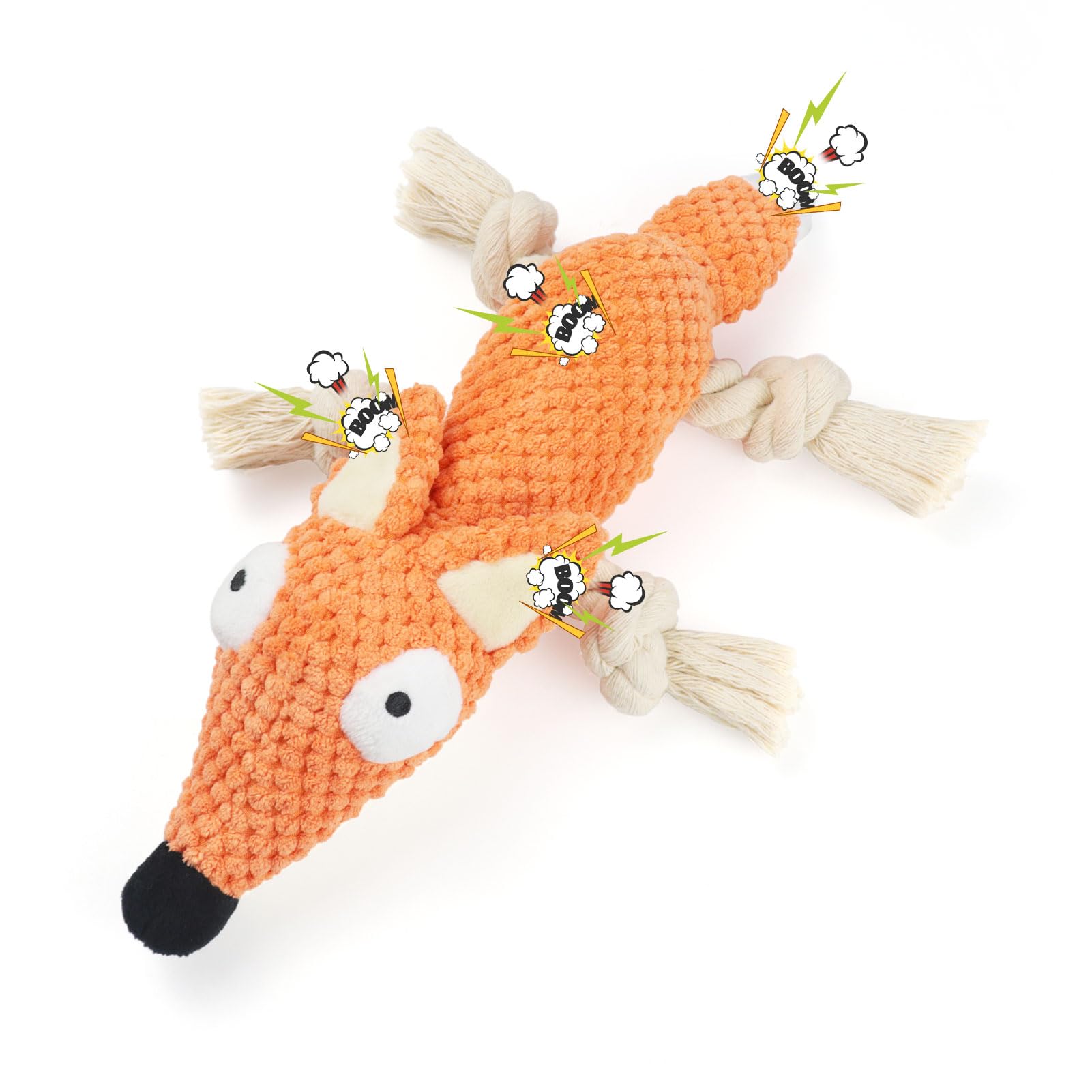 Photo 1 of HISANDUK Dog Plush Toy, Soft Stuffed Fox Toys with Crinkle Paper, Durable Interactive Chew Pet Supplies for Puppies, Cute Animal Toys for Small Medium Large Dogs