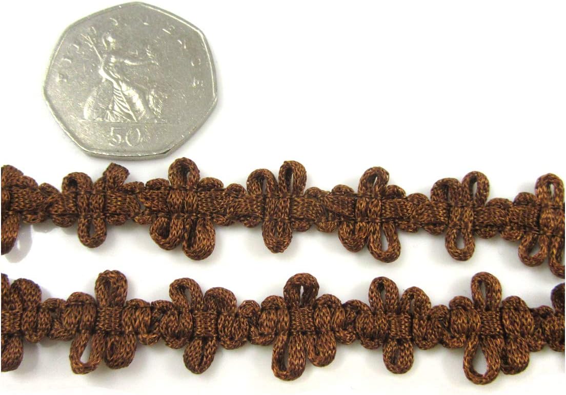Floral Design Sewing Trimming/Edging 15mm *21 Styles* Decorative Trim UK (H5122 Brown, 5 Metres)