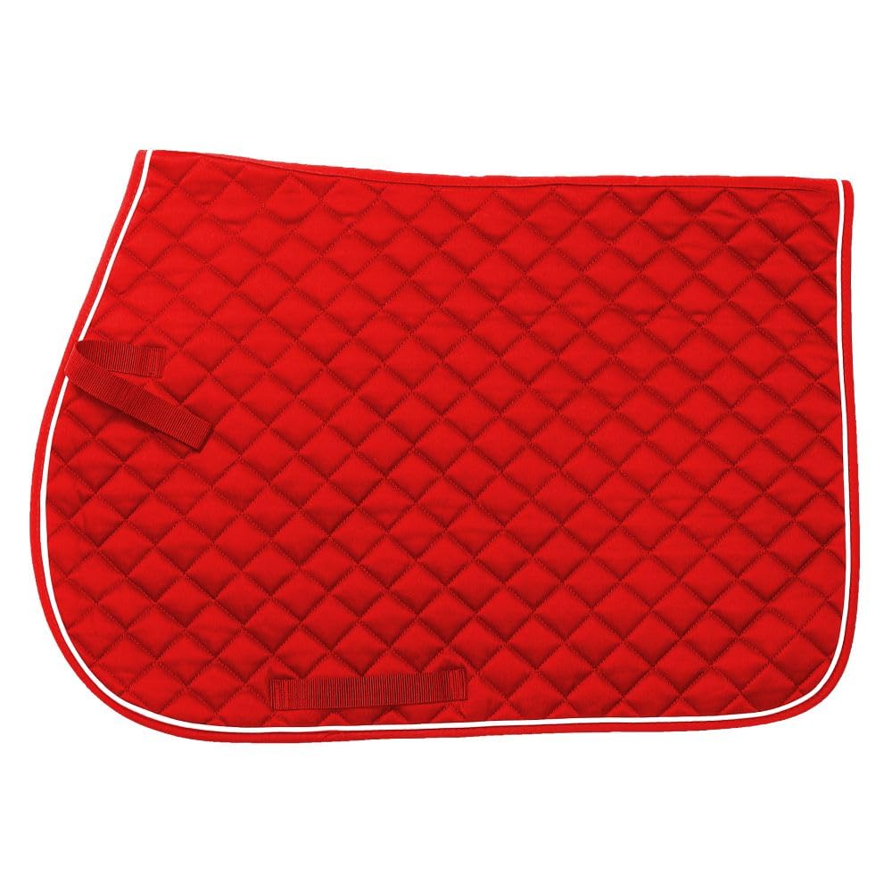 Tough 1 EquiRoyal Square Quilted Cotton Comfort English Saddle Pad, Red
