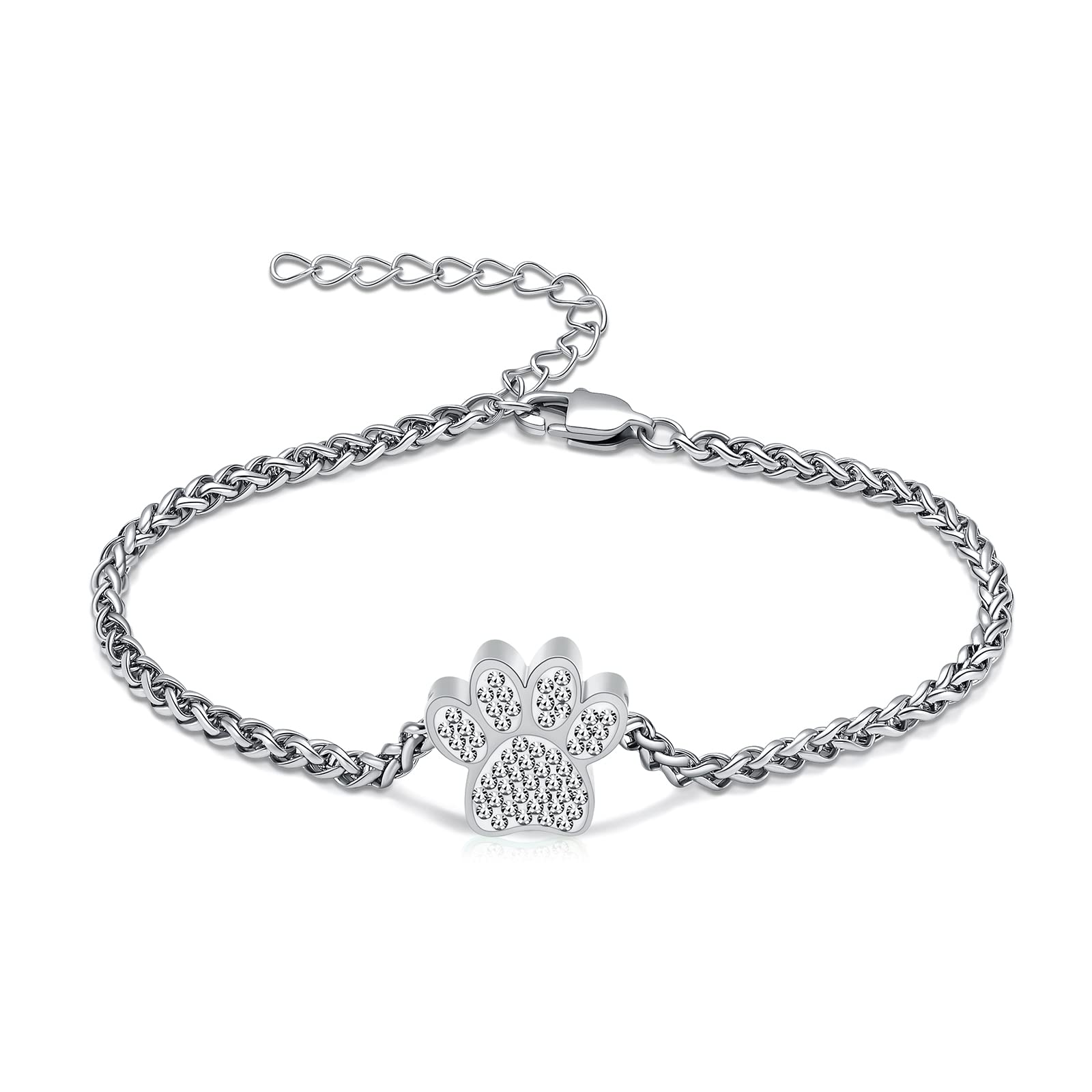 VCCWYQK Urn Bracelet for Ashes Dog/Cat Paw Print Bracelets Cremation Jewelry for Ashes Adjustable Memorial Keepsake Cremation Bracelets Jewelry Gifts for Women