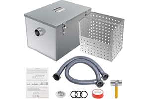 8 lbs Commercial Grease Trap for Home Restaurants Under Sink, Stainless Steel Interceptor, Oil-Water Grease Separator for Kit