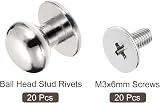 sourcing map 9mm Ball Head Stud Rivets 20Pack for DIY Leather Craft view 3