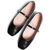 TN TANGNEST Leather Flats for Women Comfortable Square Toe Slip On Flats Soft Work Flats Retro Mary Jane Flats