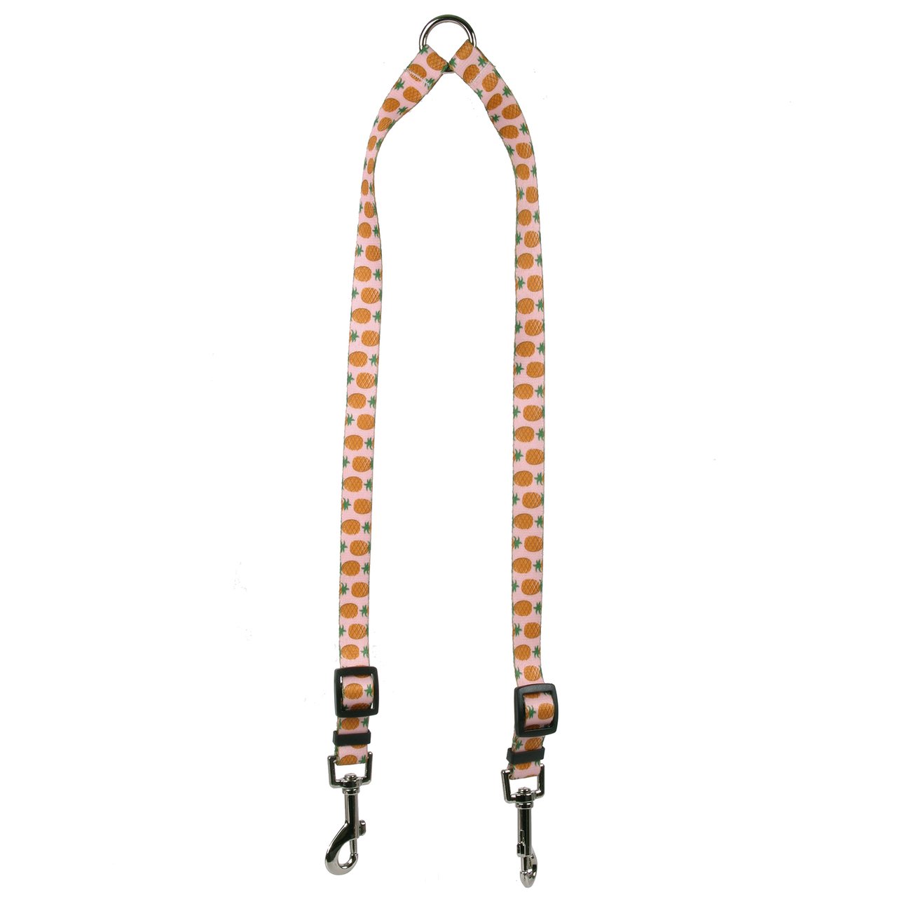 Yellow Dog Design Pineapples Pink Coupler Dog Leash, Small-3/8 wide and 9 to 12" long