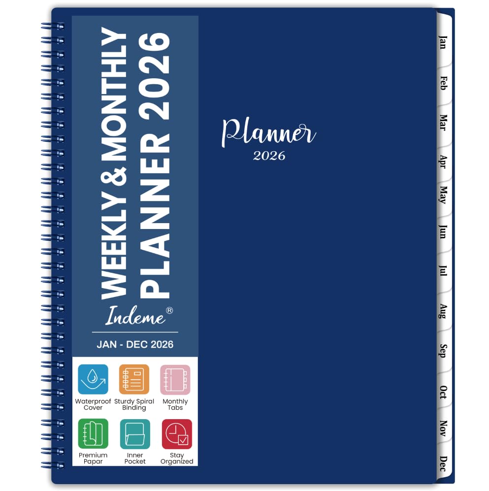 Photo 1 of 2026 Planner - 2026 Planner Weekly and Monthly from Jan 2026 - Dec 2026, 9" x 11" Planner 2026, 2026 Calendar Planner with Monthly Tabs, Pocket, Twin-Wire Binding, Premium Paper, Holidays