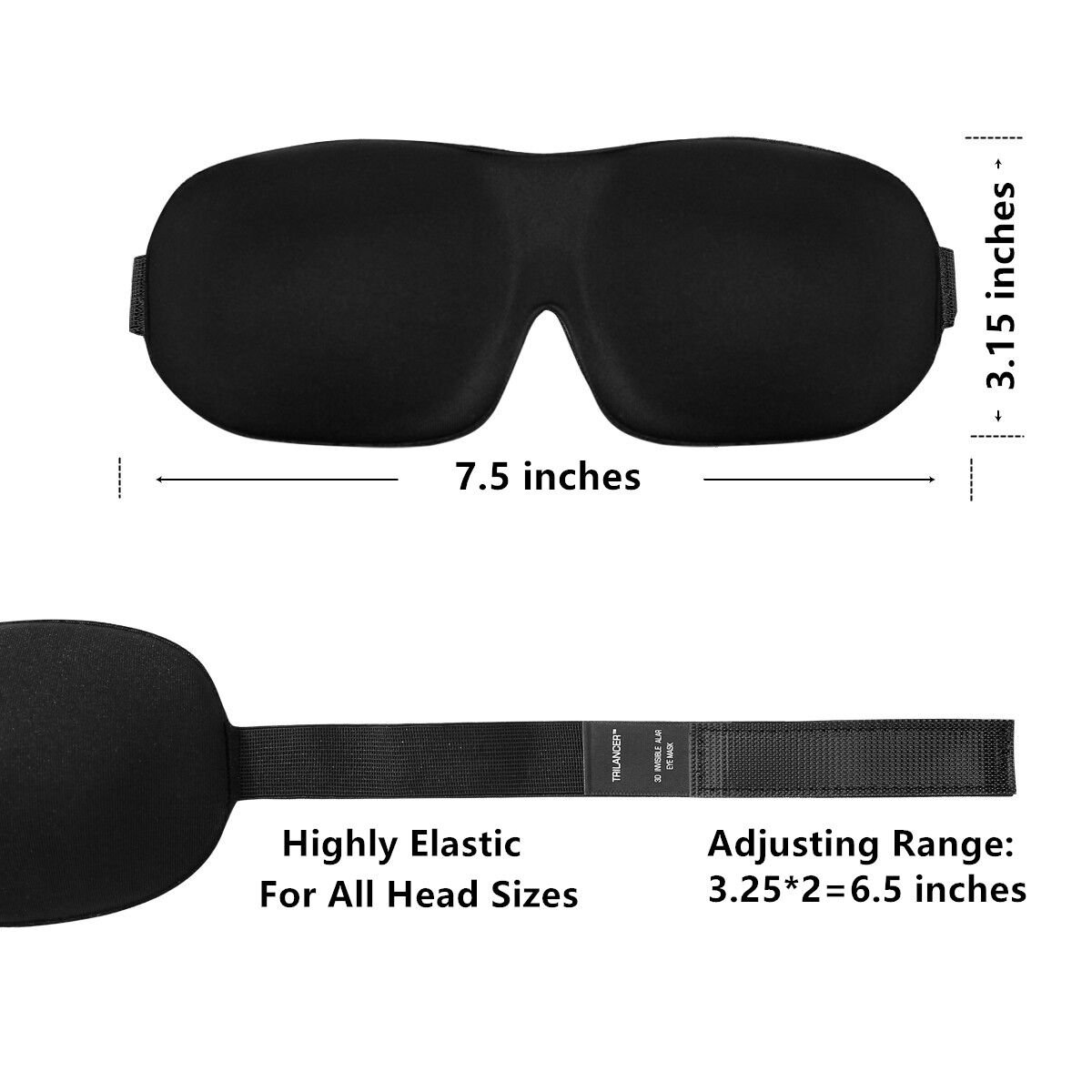 Sleep Mask Eye Mask for Man & Women, Trilancer Comfortable Blindfold for Sleeping, 3D Contoured , Complete Light Blocking, Deep Cavity, a Whole Travel Package with 4 Earplugs and Another 2D Sleep Mask