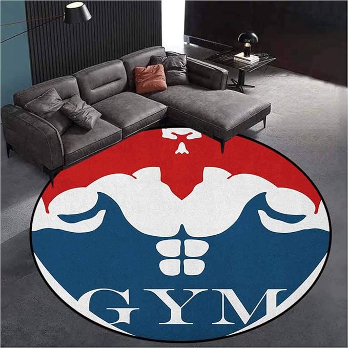 Fitness Primitive Washable Carpet Round Rug Strong Muscular