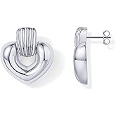 PAVOI 14K Gold Plated Door Knocker Statement Earrings for Women - Chunky Gold Earrings for Women - Trendy Mixed Metals Bold Knot Drop Dangle Jewelry