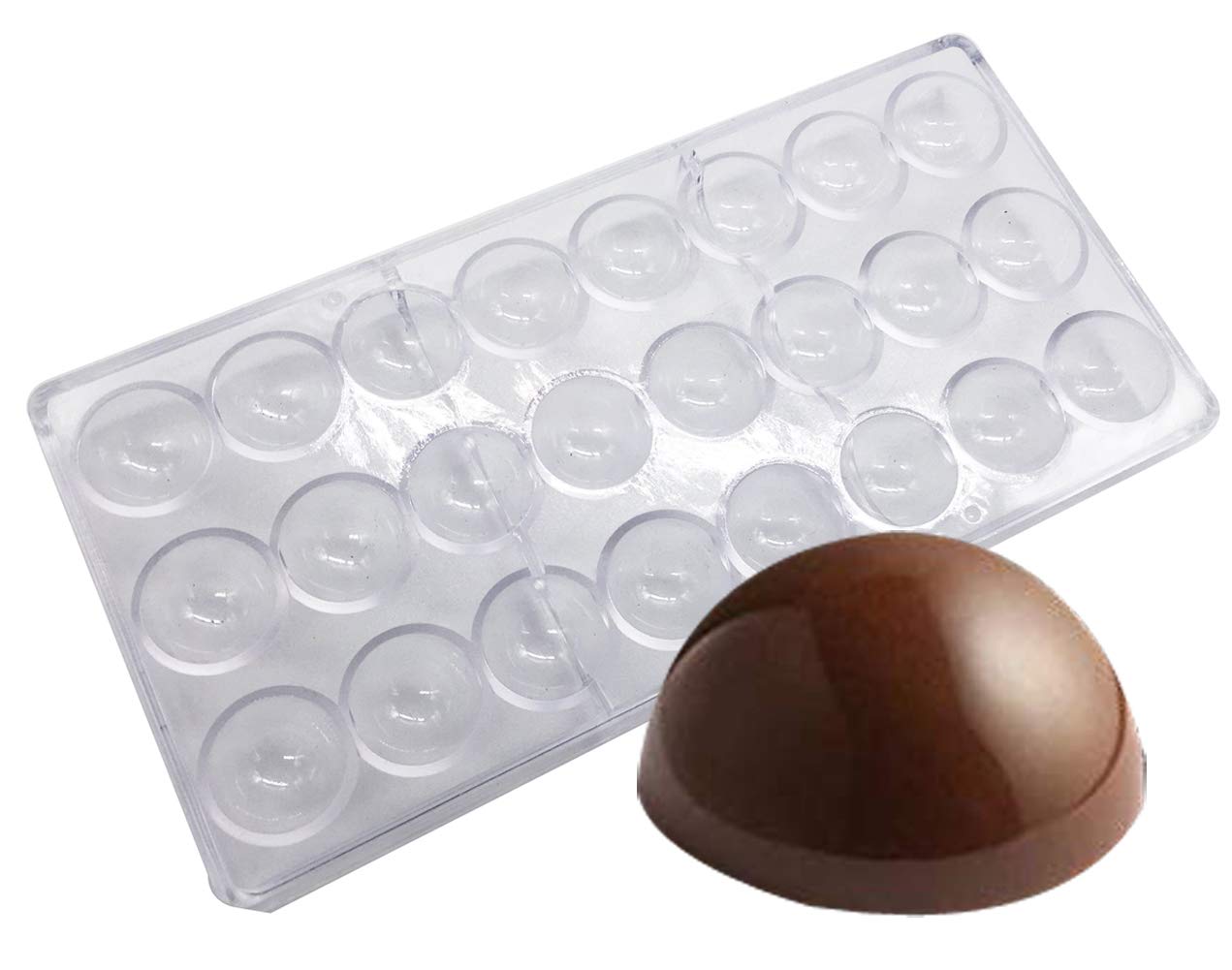 Candy Making Mold, Clear Polycarbonate Chocolate Mold Jelly Candy Making Mold 21-Piece Tray (Round)