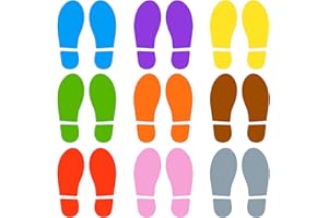 KFPPLXQ 30 Pairs 60 Prints Colorful Shoe Stickers 7 Inch Footprints Floor Stickers Decals Feet Distance Floor Wall Stairs for Class Instruction Sign Party Decor Guide Mix-Color