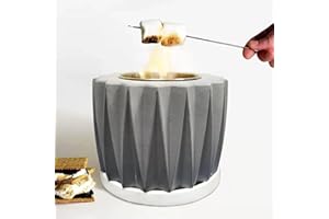 Aobaks Tabletop Fire Pit Bowl, Portable Indoor Outdoor Table Top Fire Pit, Personal Mini Fireplace and Smores Maker Cements (Grey)