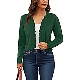 GRECERELLE Women's Long Sleeve Lightweight Open Front Cropped Cardigan Knit Sweaters Bolero Shrugs (S-2XL)