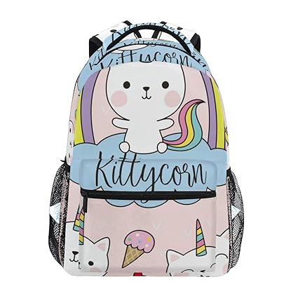 Personalizzata Unicorno Arcobaleno Stelle Ragazze Bambini Zaino Borsa Scuola Per Bambini Enciety Co